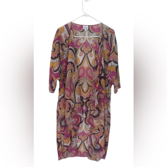 Lularoe Kimono Cardigan Size Medium Multicolor Open Front Flowy Relaxed Fit - Picture 1 of 12